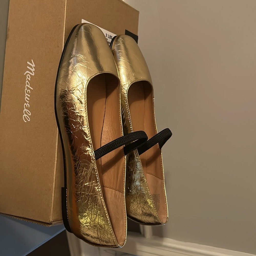 Madewell Greta Flat in Gold Sz 8.5 NWB